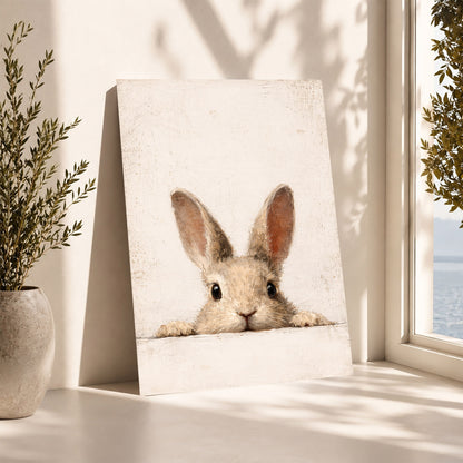 Curious Bunny Minimalist Kids Room Decor - Poster/Canvas