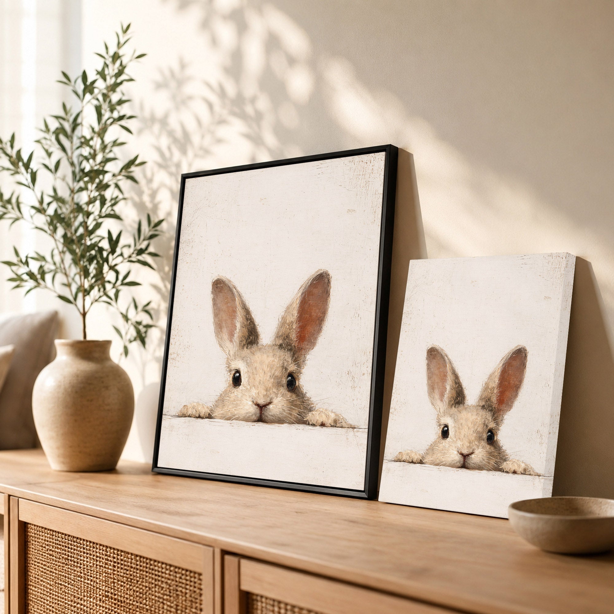 Curious Bunny Minimalist Kids Room Decor - Poster/Canvas