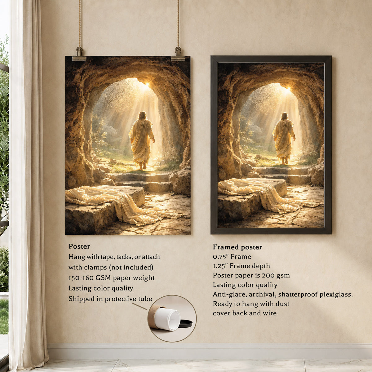 Resurrection Light Jesus Christian Wall Art Poster/Canvas