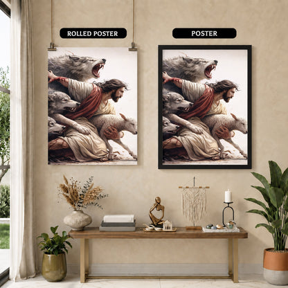 The Good Shepherd Protector Christian Wall Art Poster/Canvas