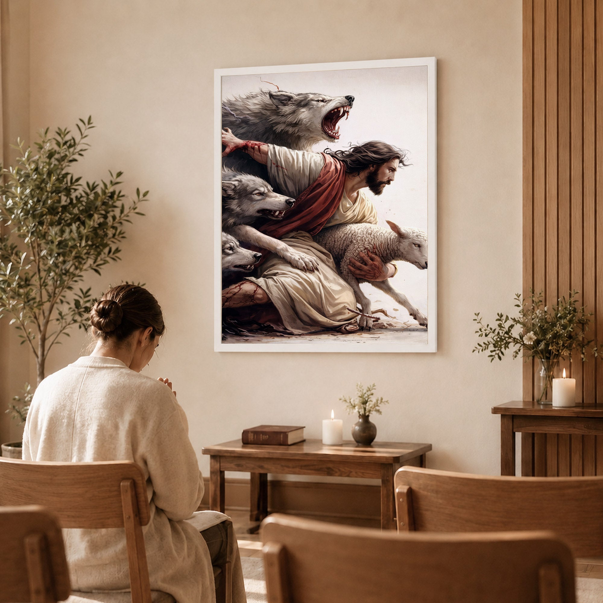 The Good Shepherd Protector Christian Wall Art Poster/Canvas