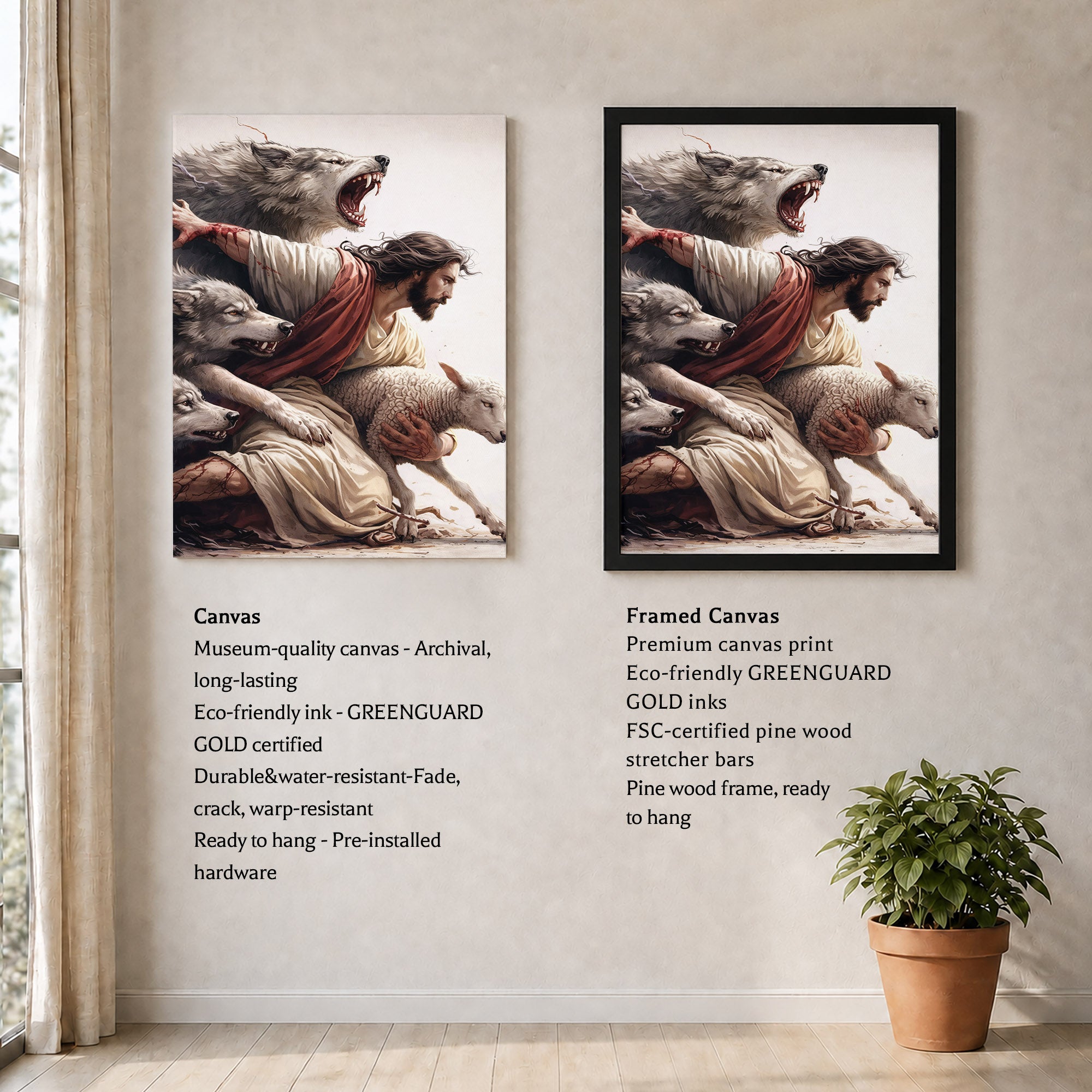 The Good Shepherd Protector Christian Wall Art Poster/Canvas