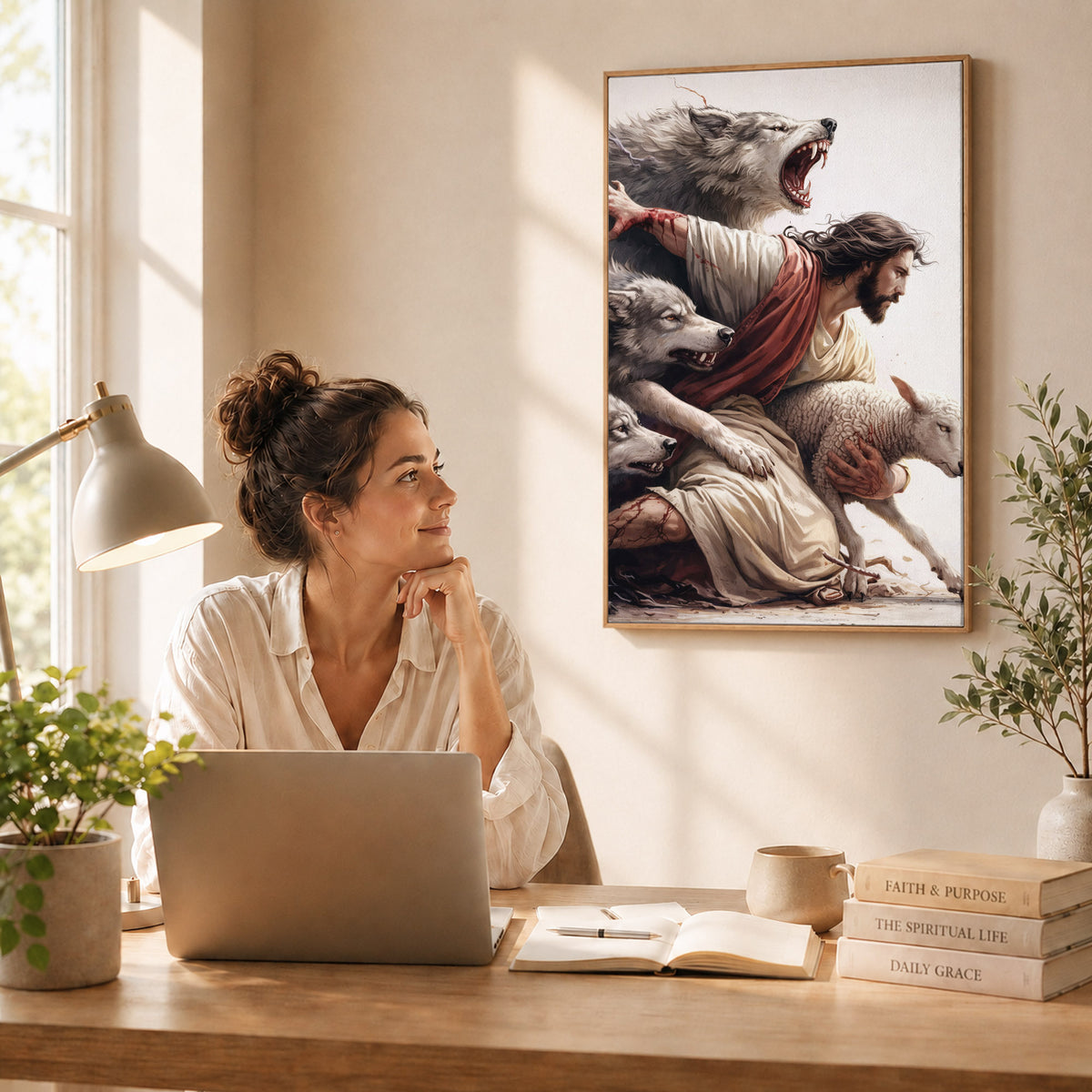 The Good Shepherd Protector Christian Wall Art Poster/Canvas