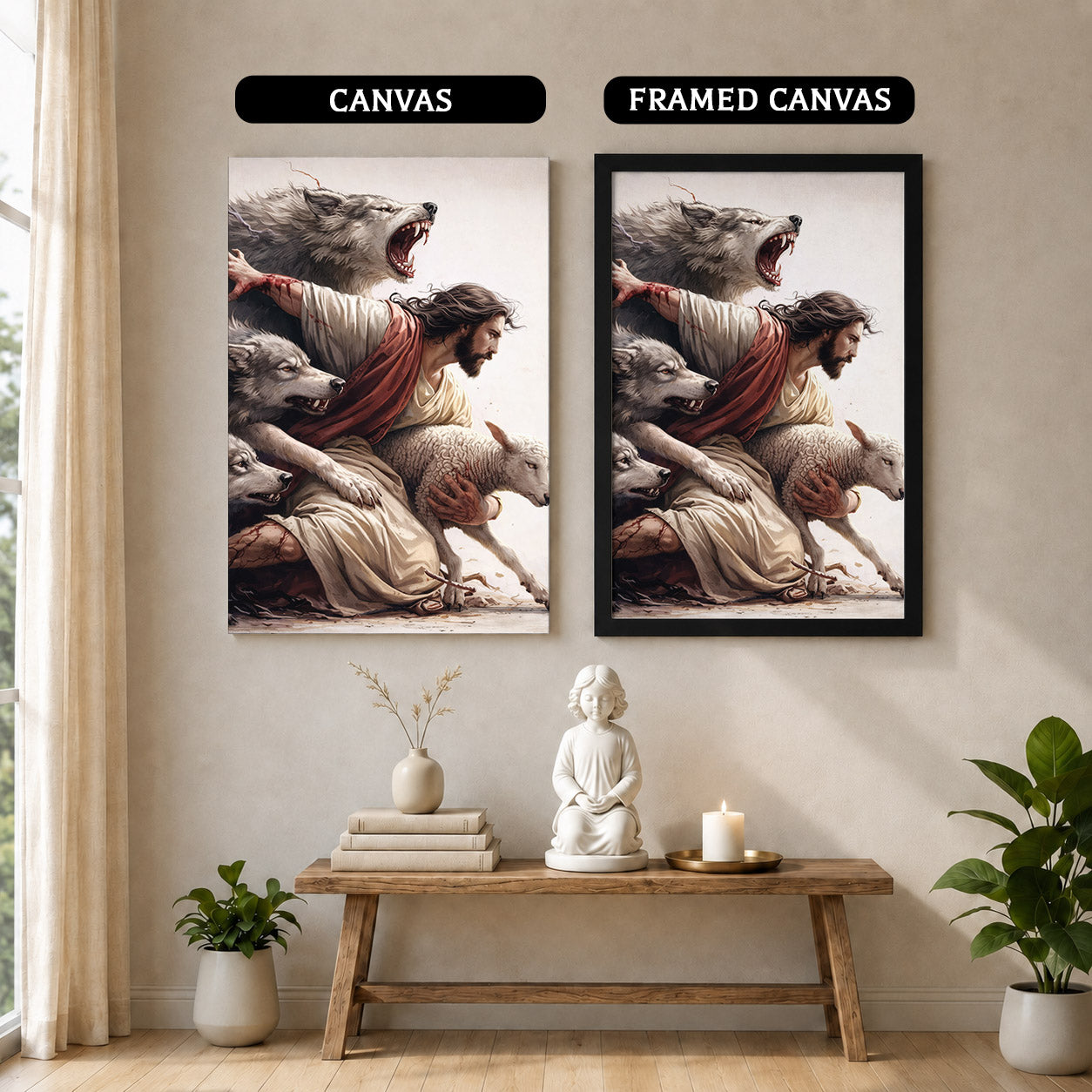 The Good Shepherd Protector Christian Wall Art Poster/Canvas
