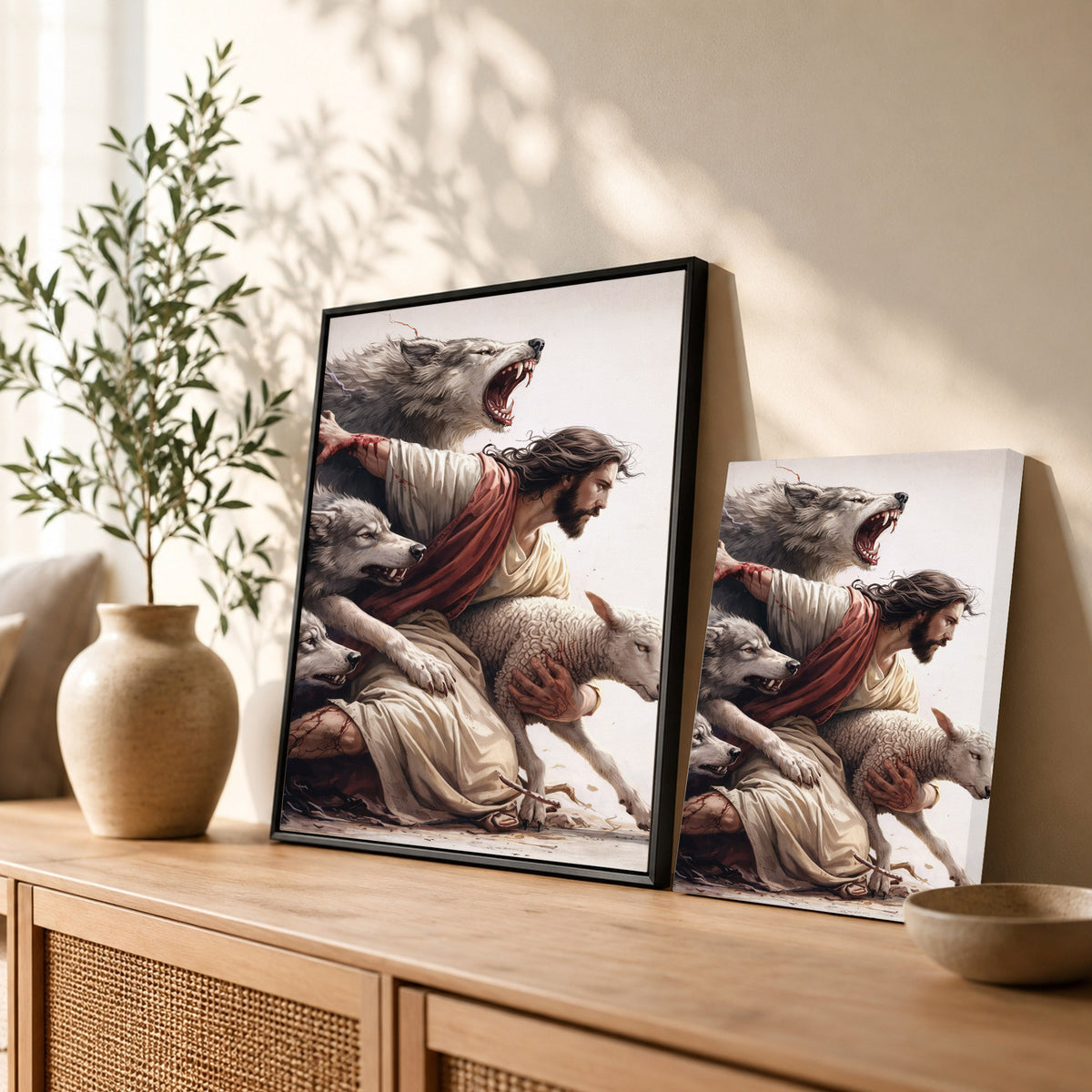 The Good Shepherd Protector Christian Wall Art Poster/Canvas