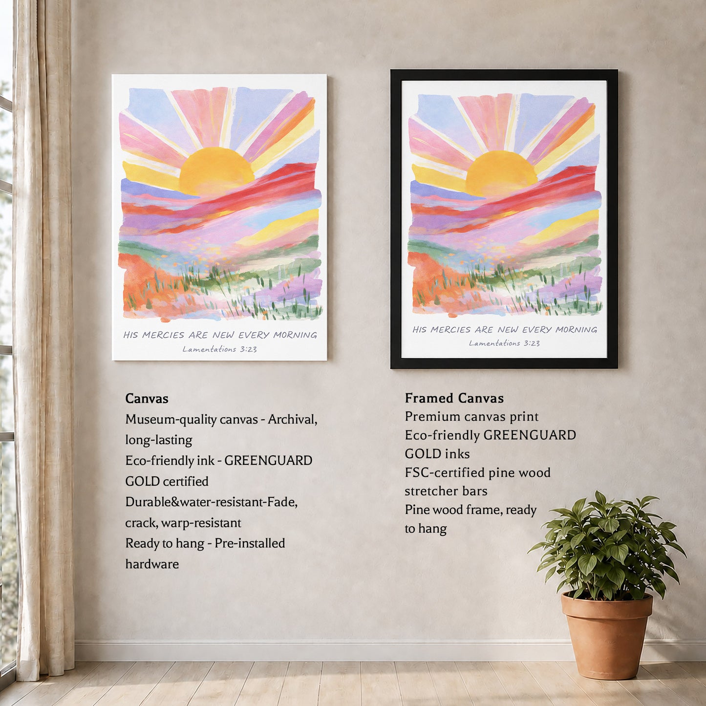 His Mercies Are New Every Morning Christian Wall Art Poster/Canvas