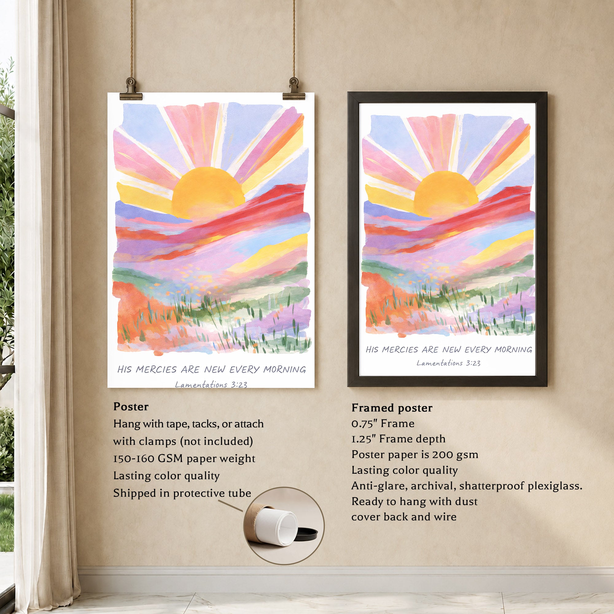 His Mercies Are New Every Morning Christian Wall Art Poster/Canvas