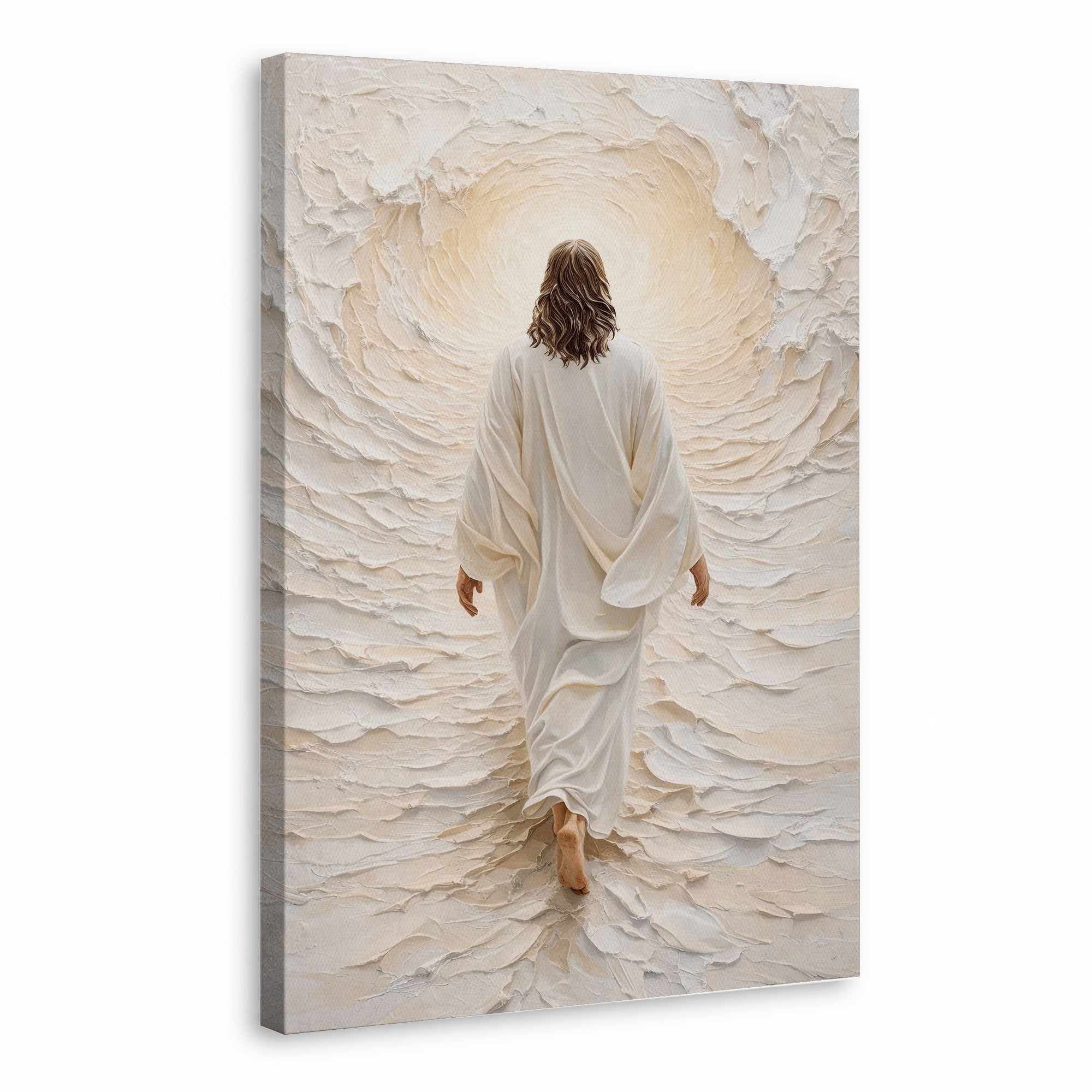 Jesus Walking Into The Light Textured Christian Art Poster/Canvas