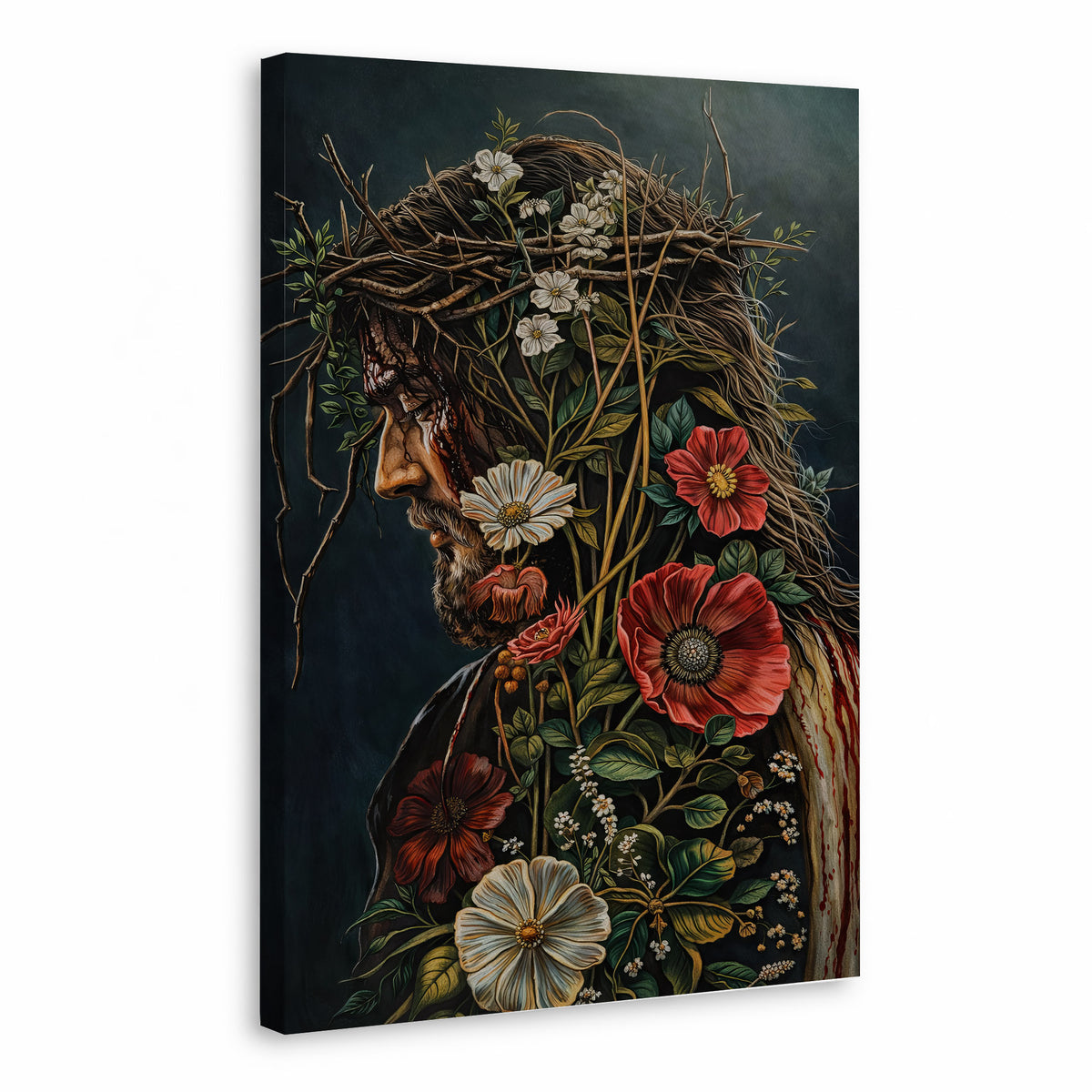 Jesus Christ Floral Crown Wall Art Poster/Canvas