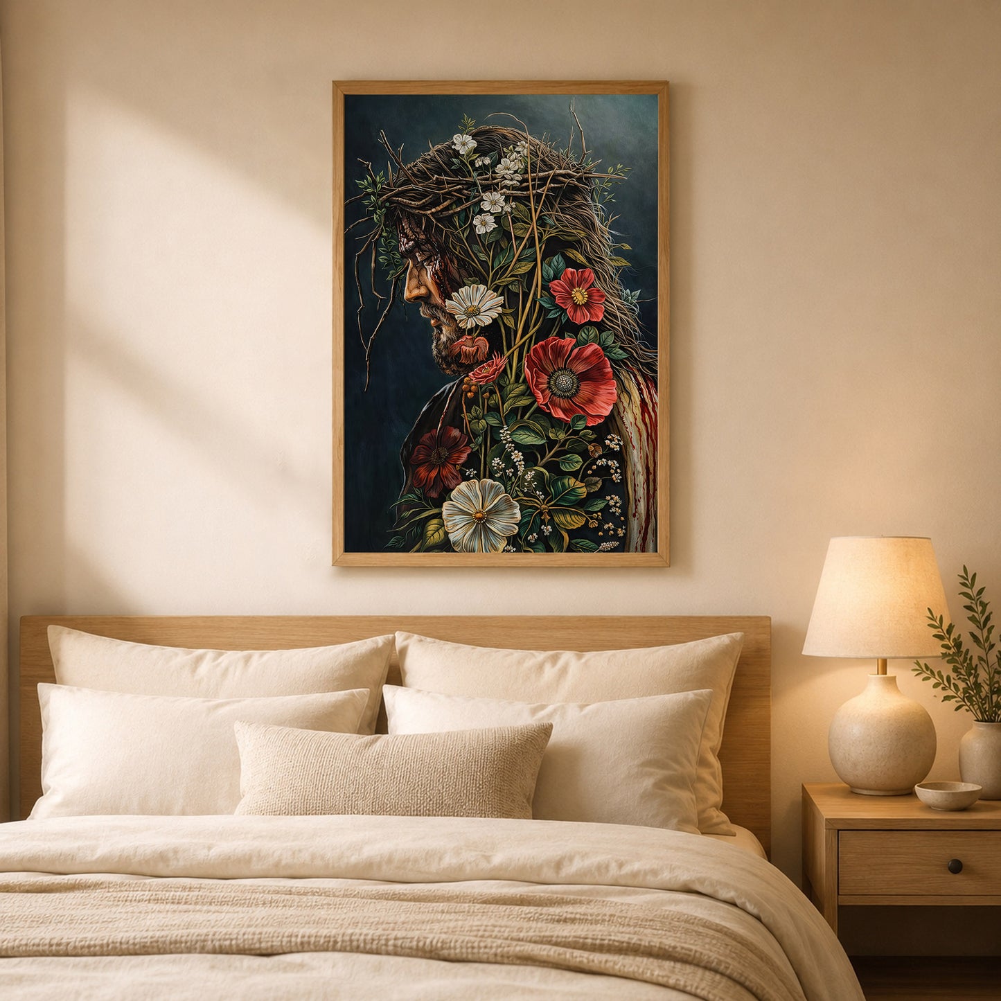 Jesus Christ Floral Crown Wall Art Poster/Canvas