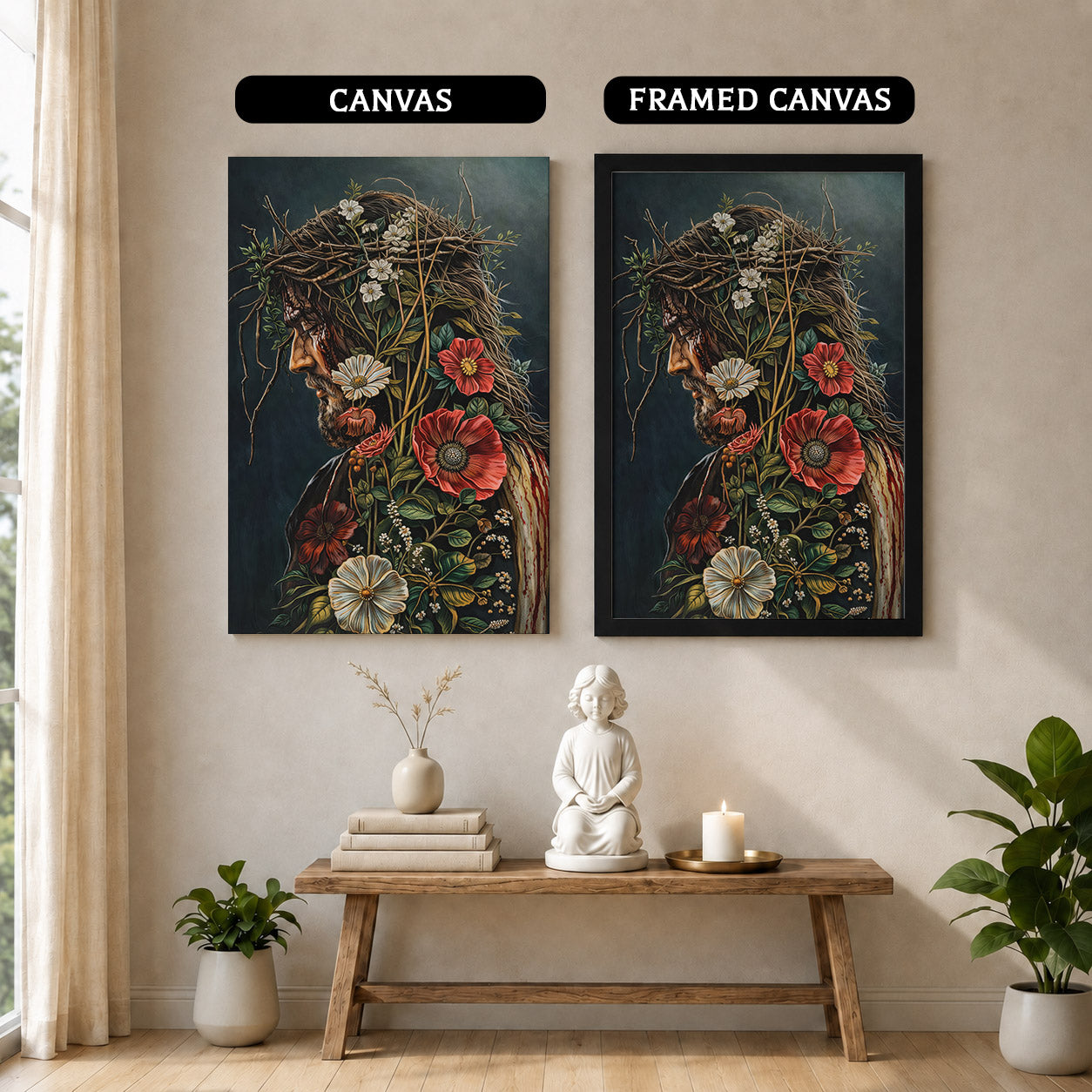 Jesus Christ Floral Crown Wall Art Poster/Canvas