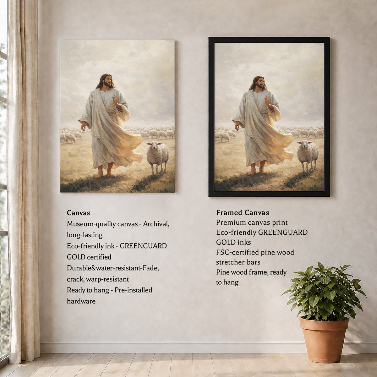 The Good Shepherd Walking Among His Sheep Poster/Canvas