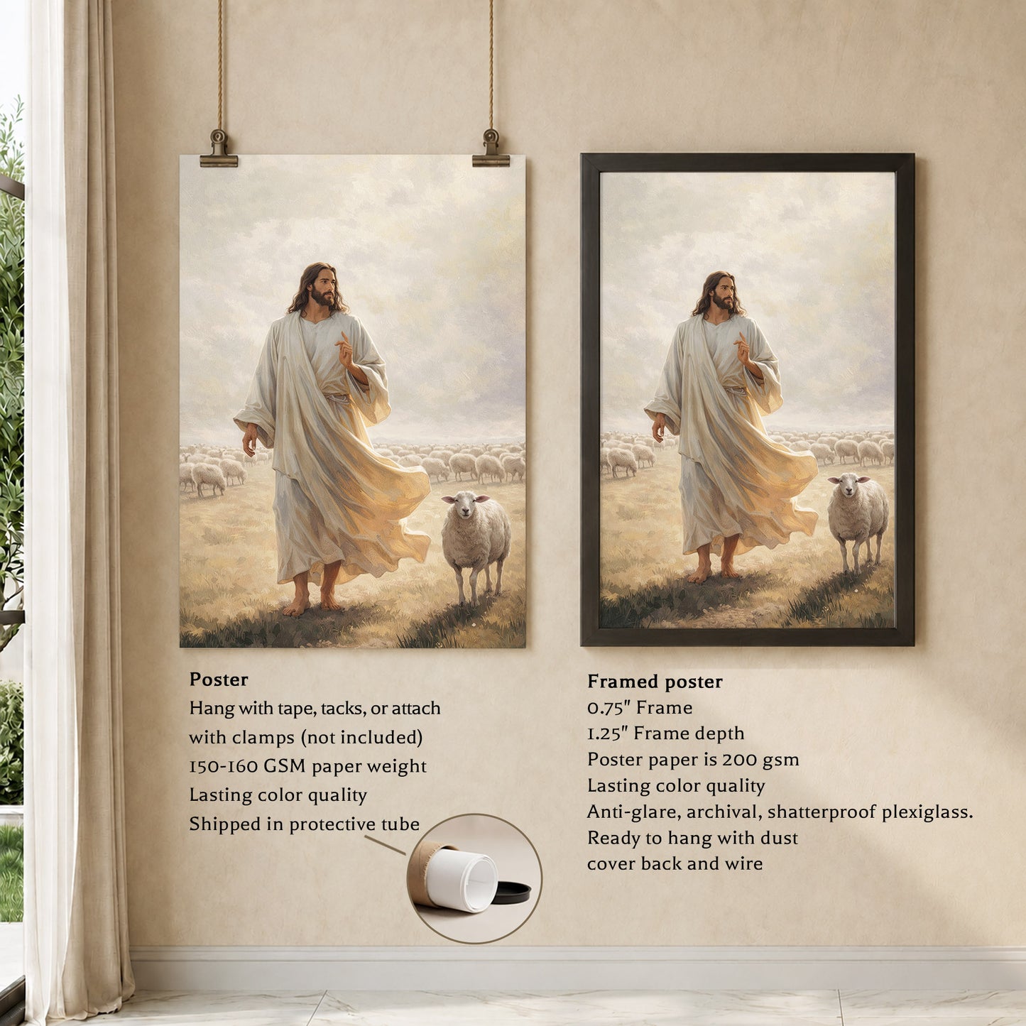 The Good Shepherd Walking Among His Sheep Poster/Canvas