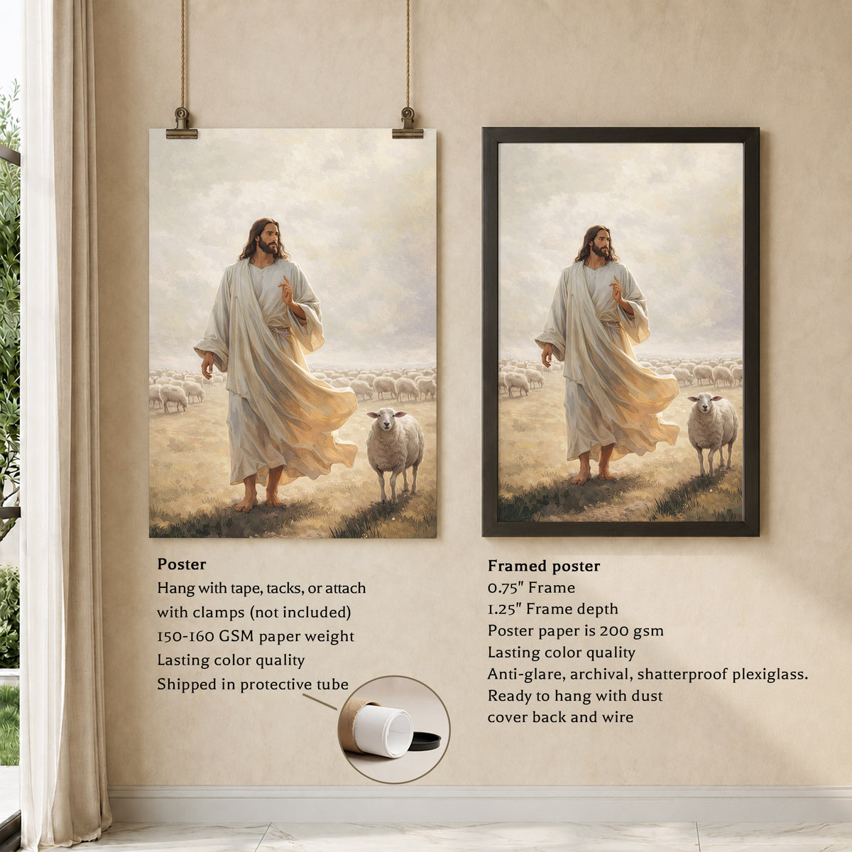 The Good Shepherd Walking Among His Sheep Poster/Canvas