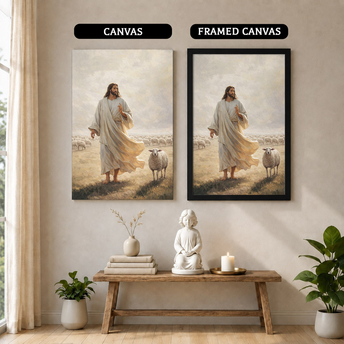 The Good Shepherd Walking Among His Sheep Poster/Canvas