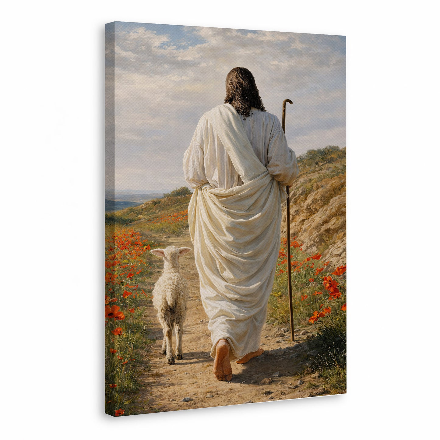 The Good Shepherd Jesus Christ Walking with His Flock Poster/Canvas