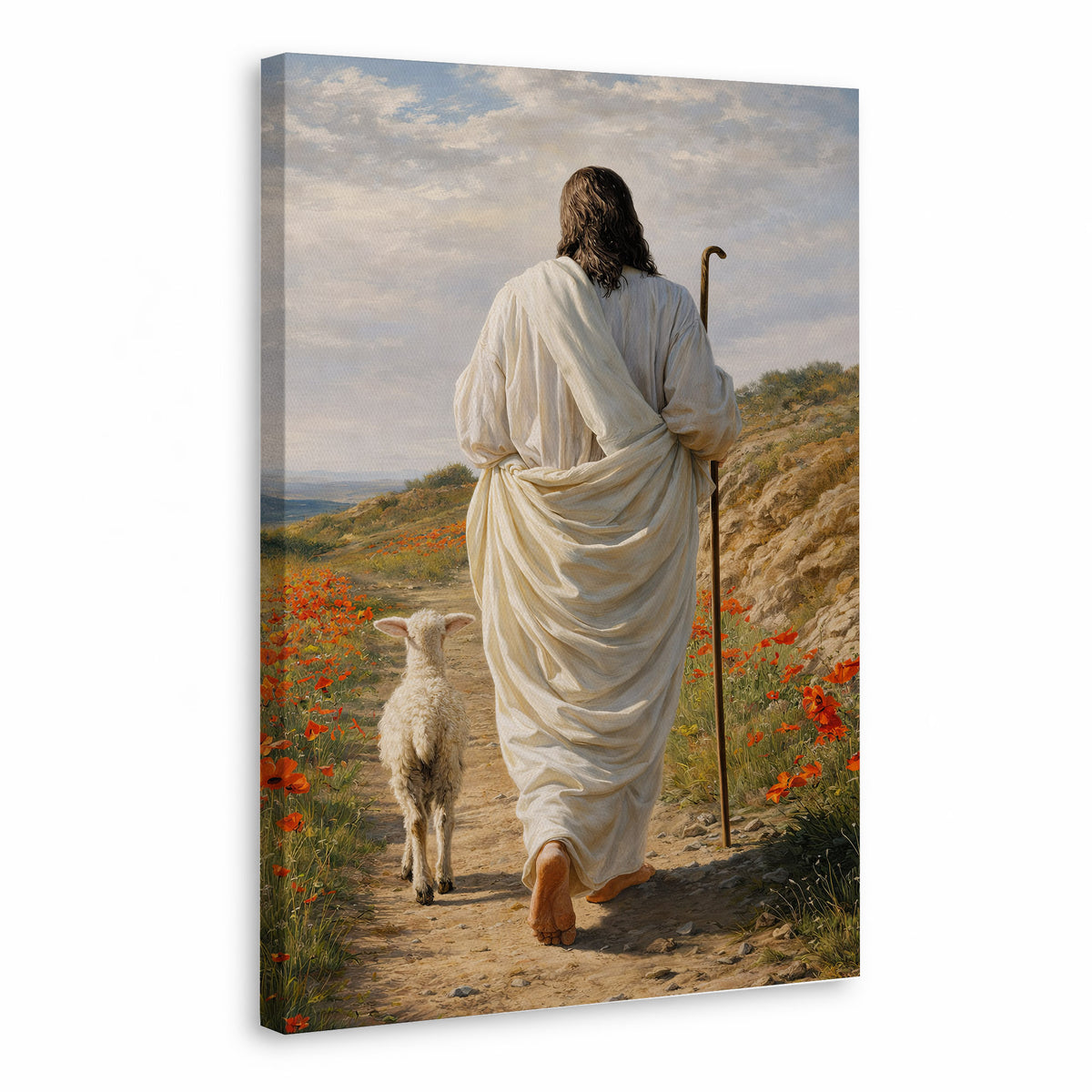 The Good Shepherd Jesus Christ Walking with His Flock Poster/Canvas