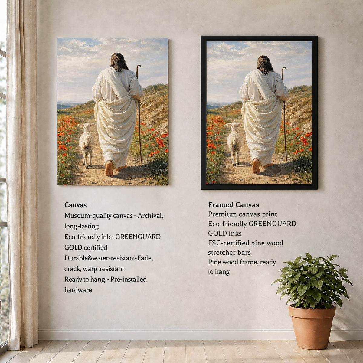 The Good Shepherd Jesus Christ Walking with His Flock Poster/Canvas