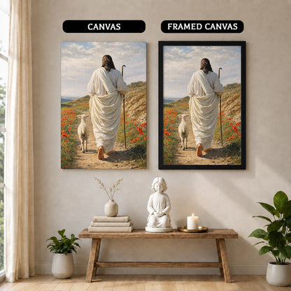 The Good Shepherd Jesus Christ Walking with His Flock Poster/Canvas