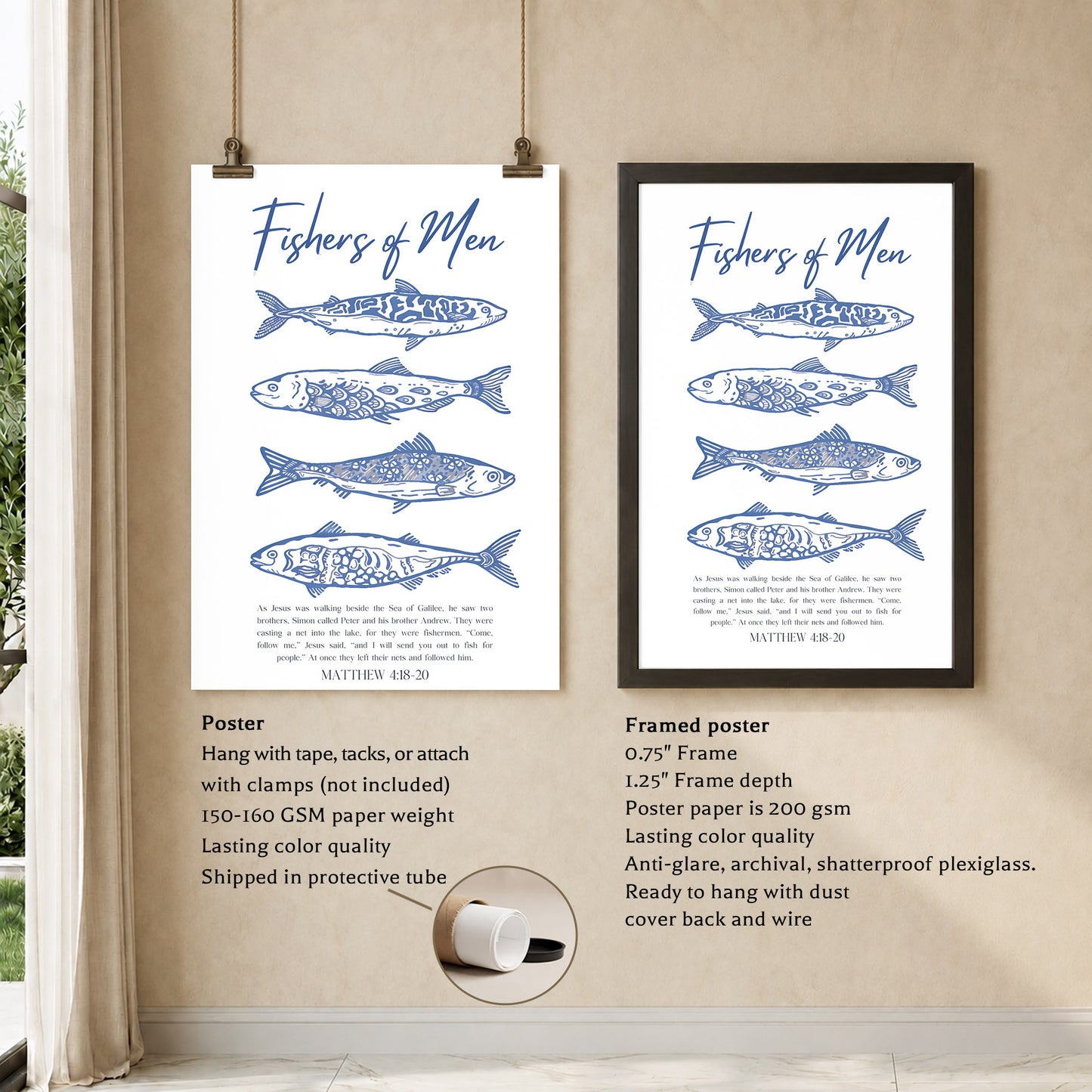 Fishers of Men Scripture Poster/Canvas