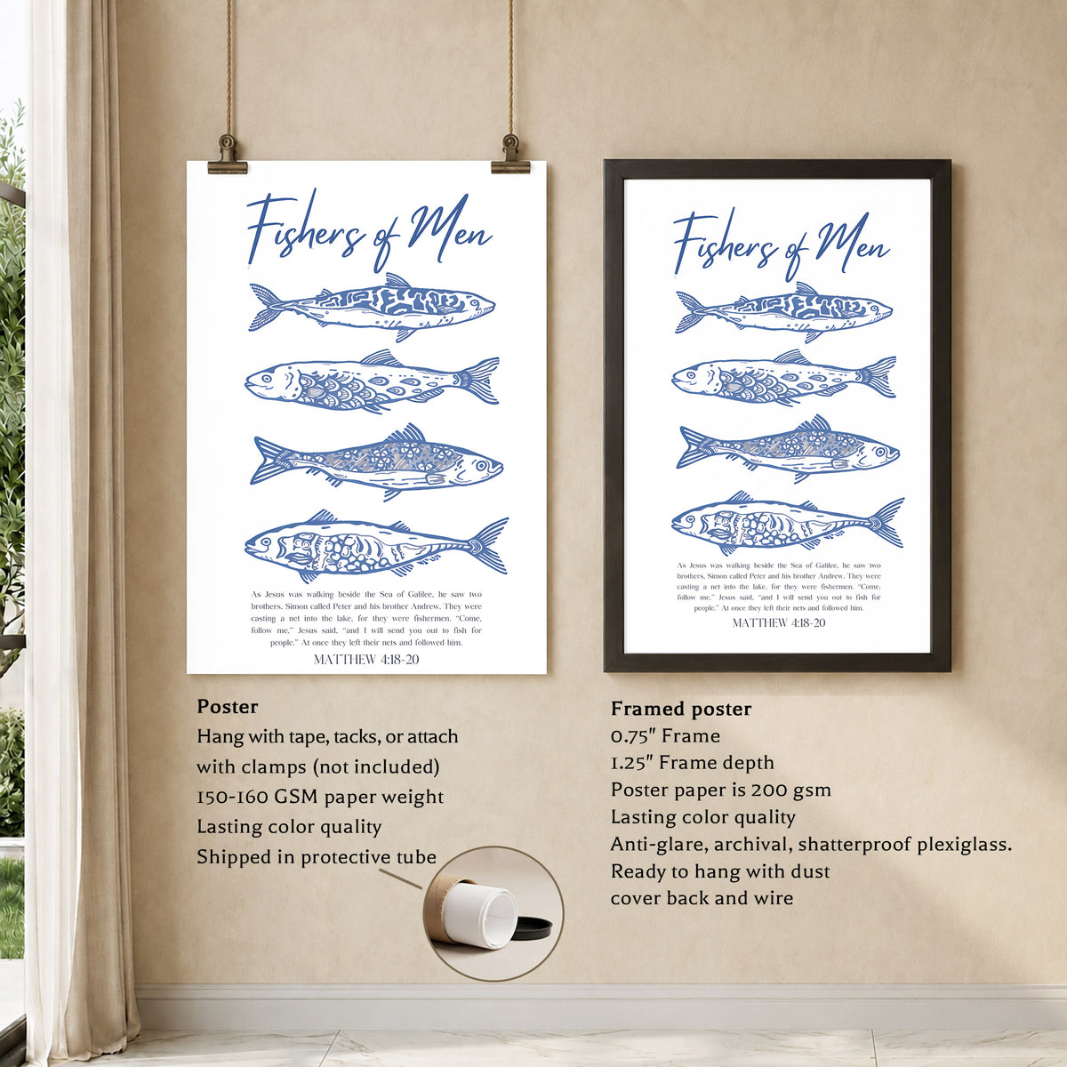 Fishers of Men Scripture Poster/Canvas