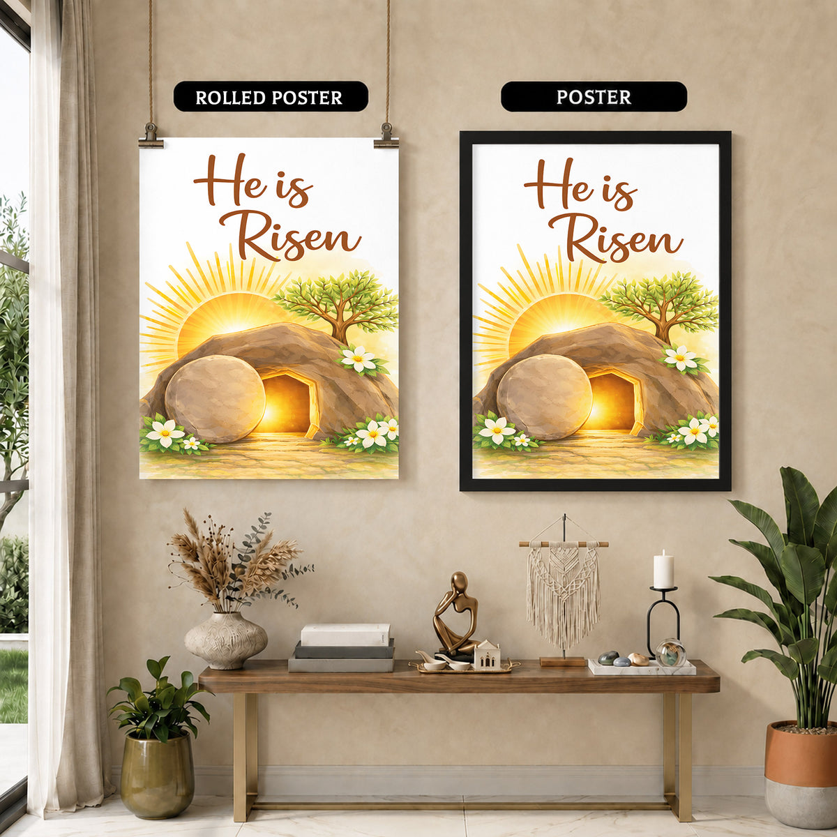 He Is Risen Resurrection Wall Art Poster/Canvas