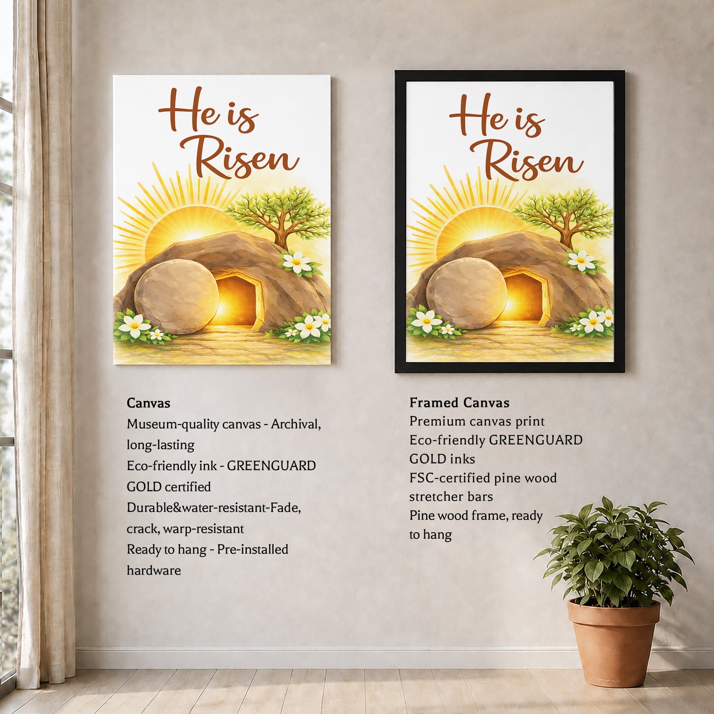 He Is Risen Resurrection Wall Art Poster/Canvas