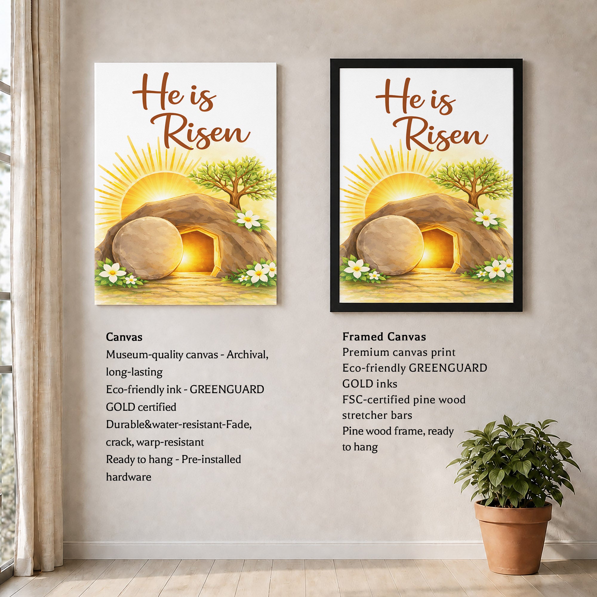 He Is Risen Resurrection Wall Art Poster/Canvas