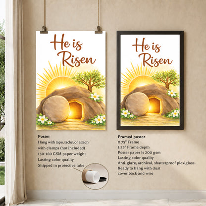 He Is Risen Resurrection Wall Art Poster/Canvas