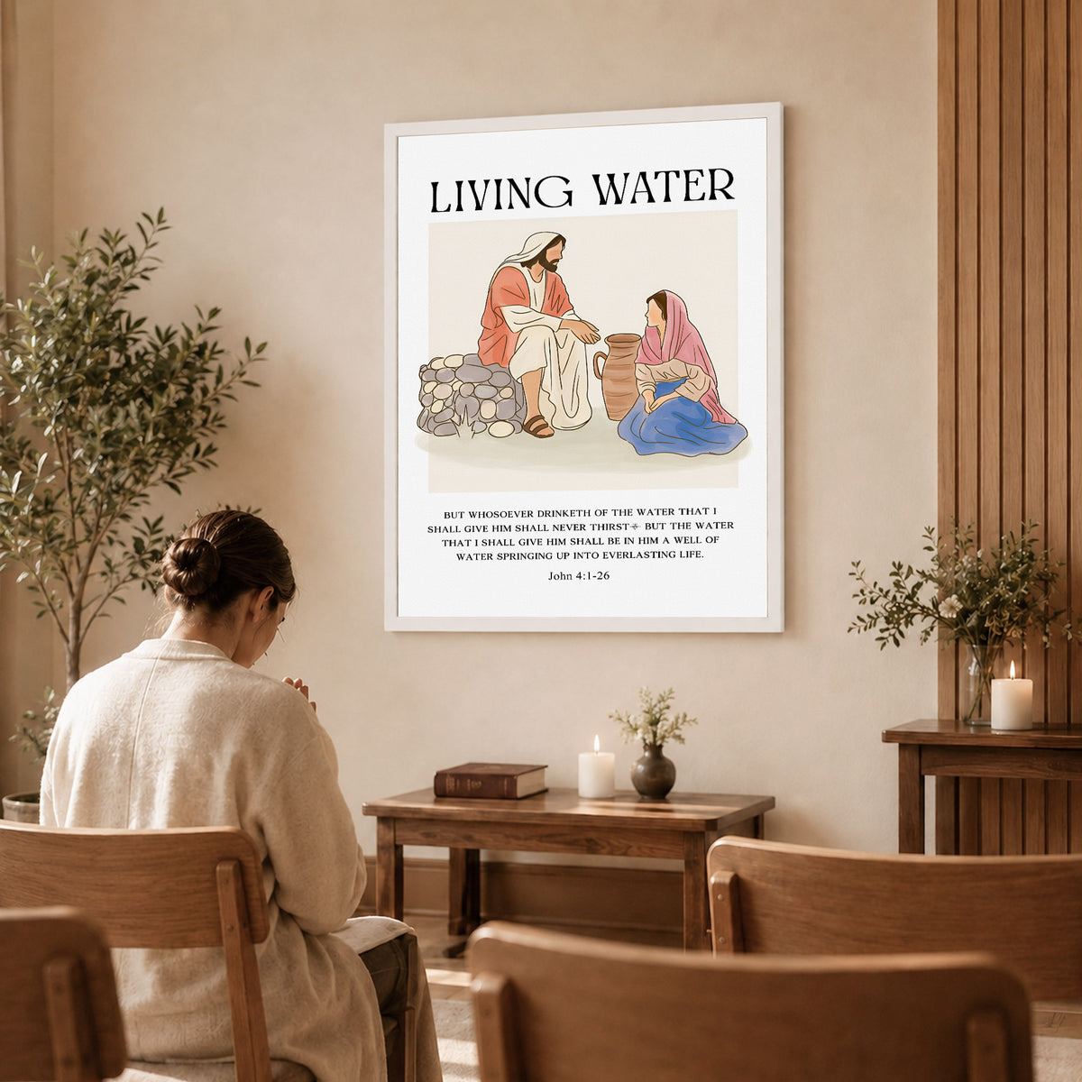 Living Water Jesus & Samaritan Poster/Canvas