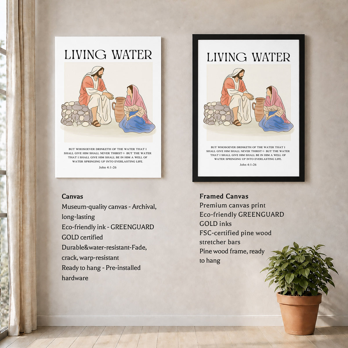Living Water Jesus & Samaritan Poster/Canvas