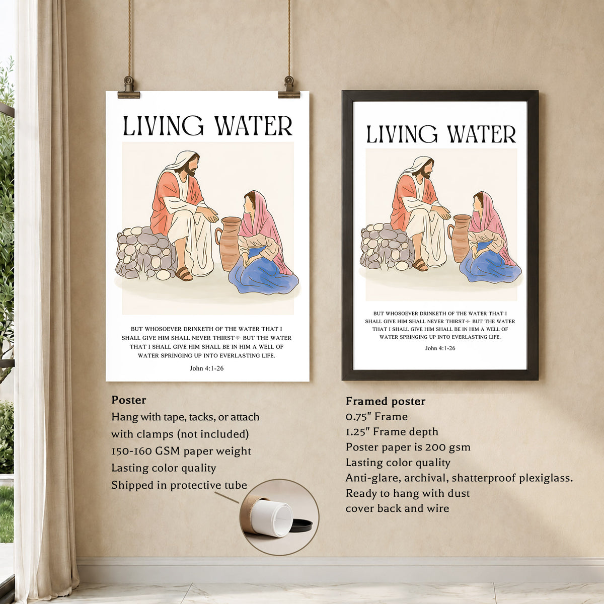 Living Water Jesus & Samaritan Poster/Canvas