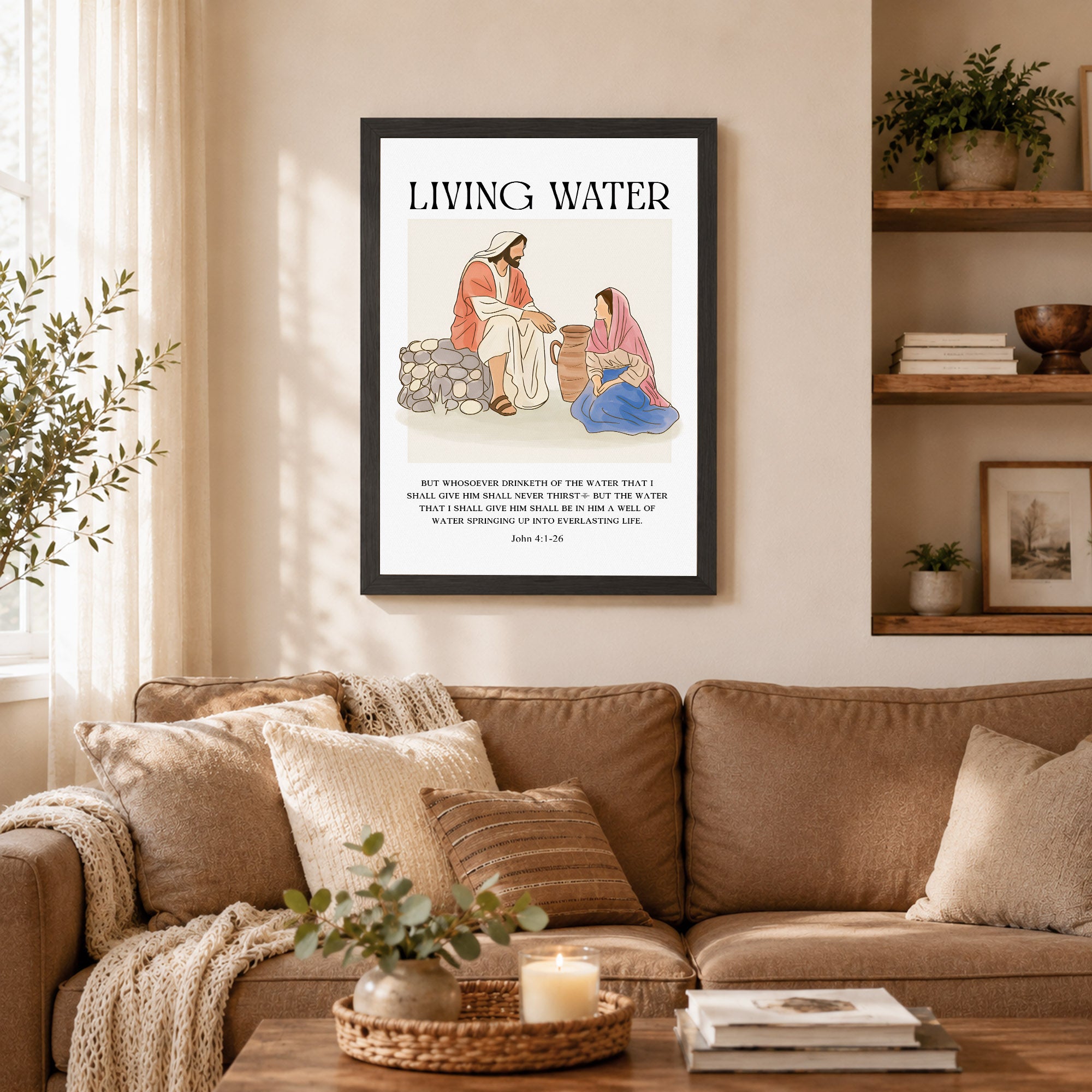 Living Water Jesus & Samaritan Poster/Canvas