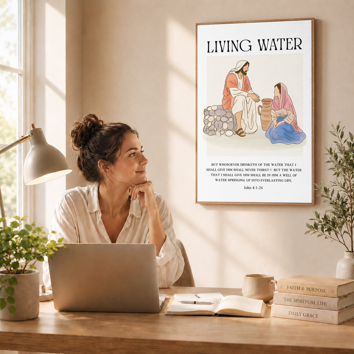 Living Water Jesus & Samaritan Poster/Canvas