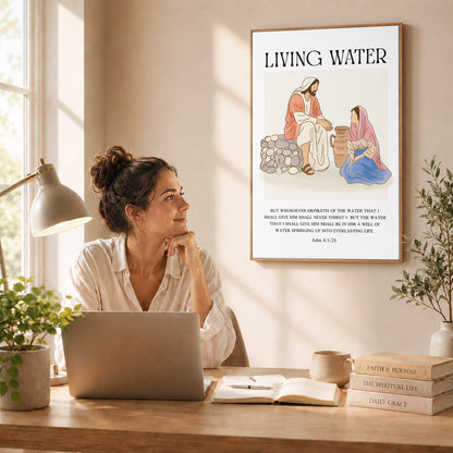 Living Water Jesus & Samaritan Poster/Canvas