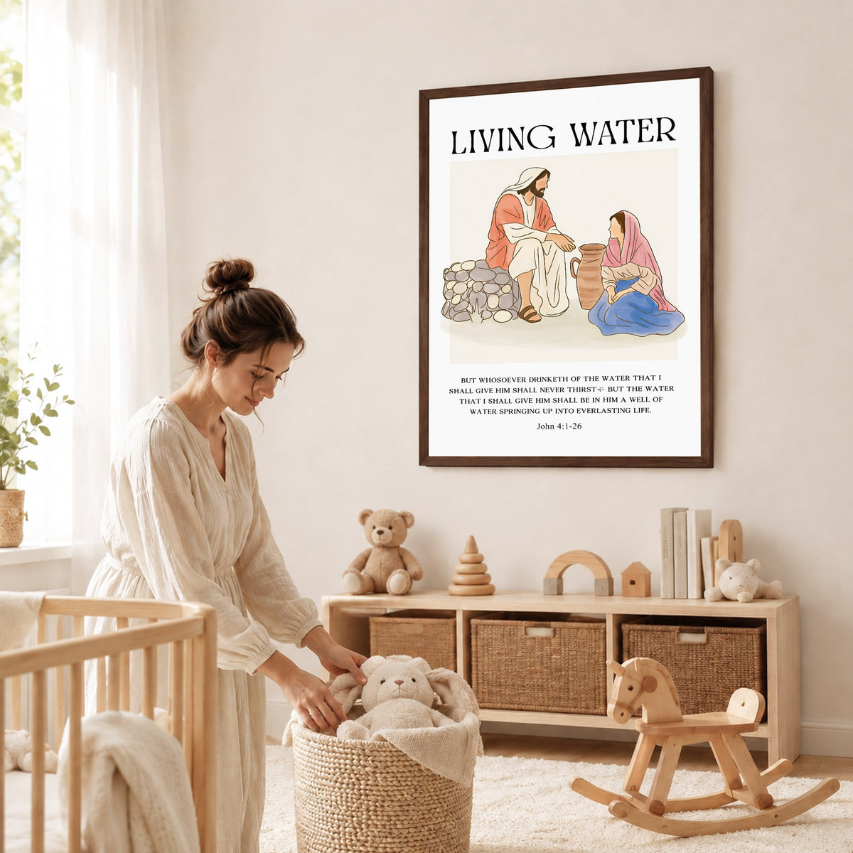 Living Water Jesus & Samaritan Poster/Canvas