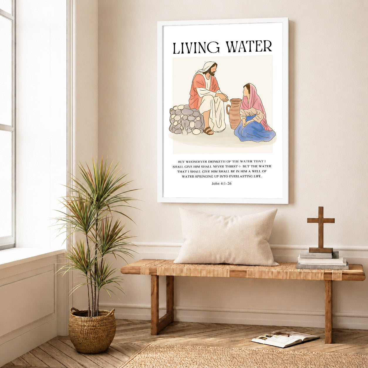 Living Water Jesus & Samaritan Poster/Canvas
