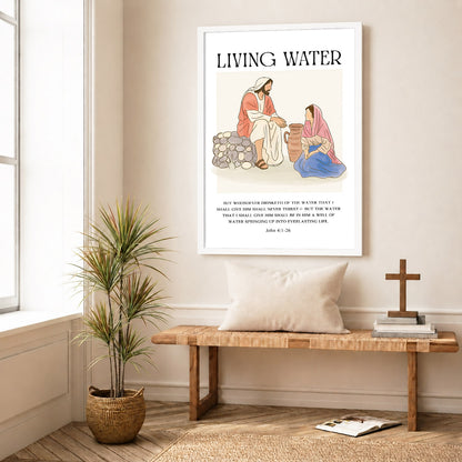Living Water Jesus & Samaritan Poster/Canvas