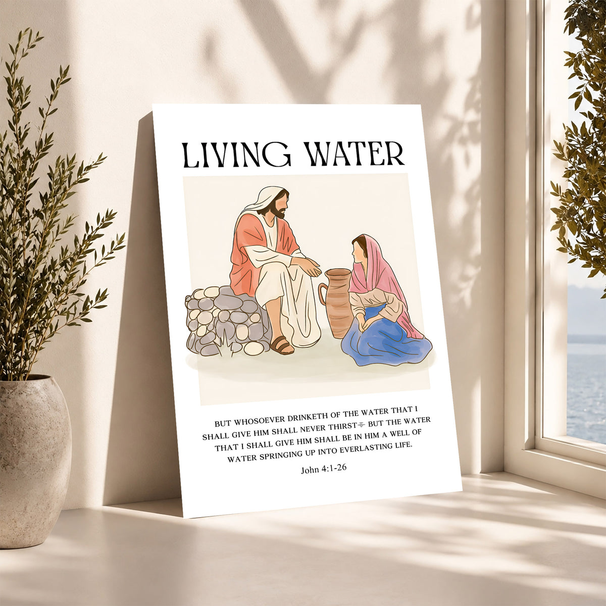 Living Water Jesus & Samaritan Poster/Canvas