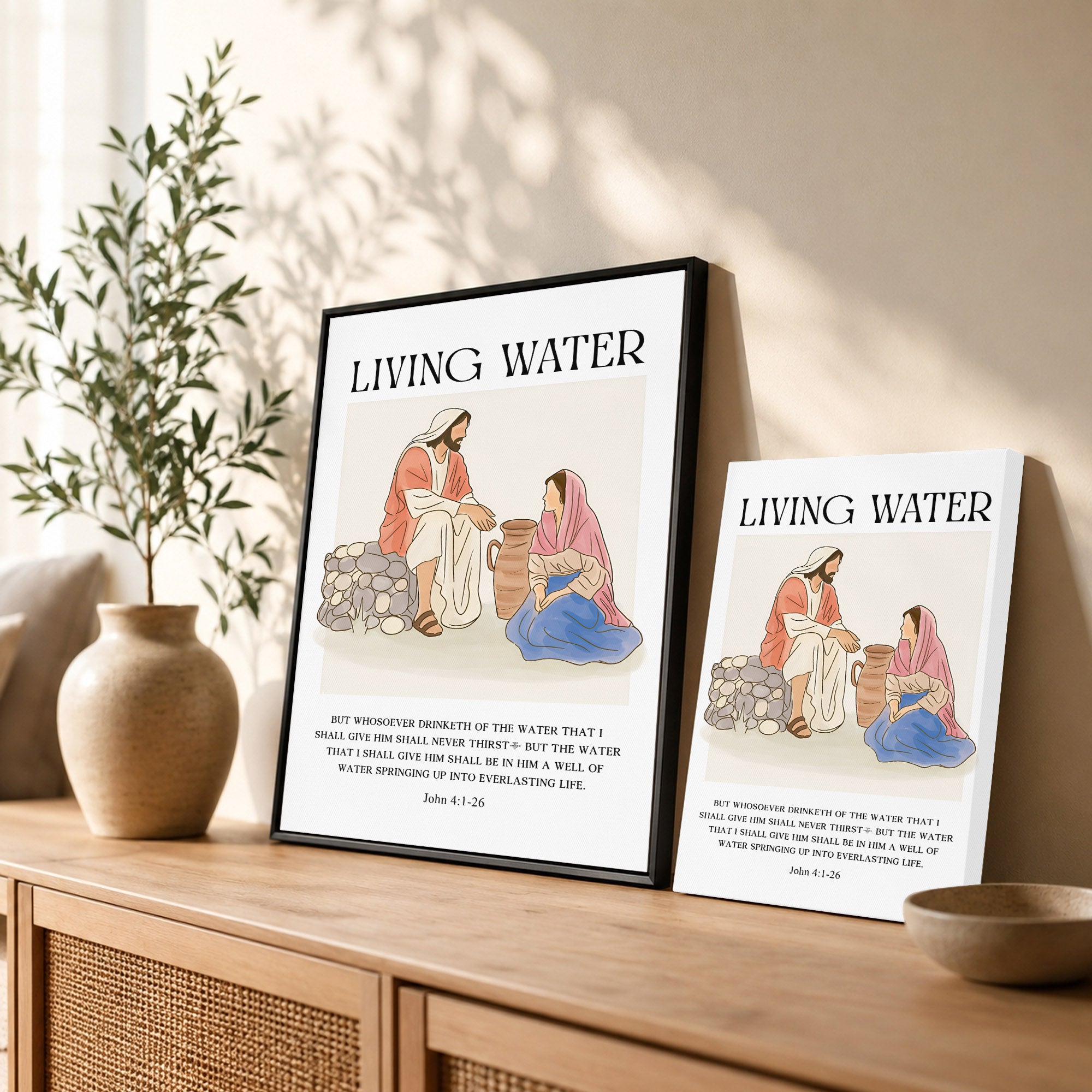 Living Water Jesus & Samaritan Poster/Canvas