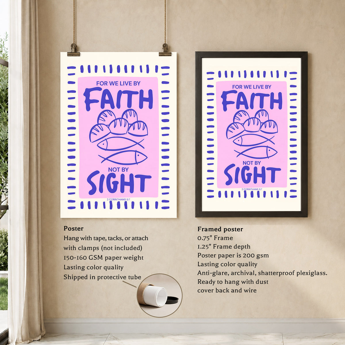 Faith Not Sight Bible Verse Poster/Canvas