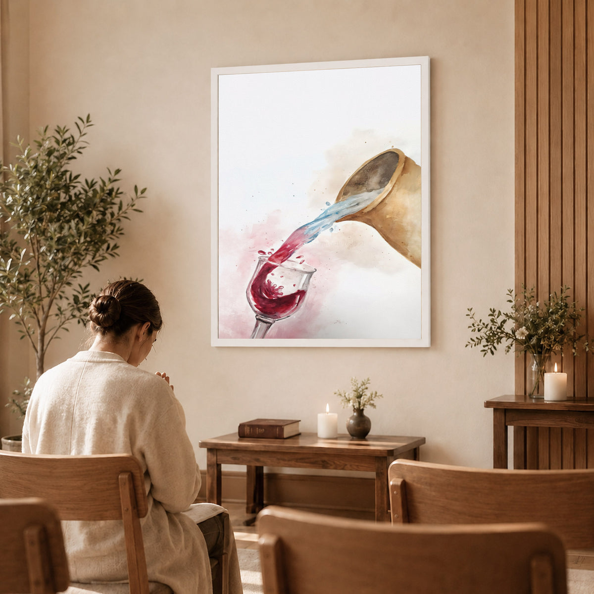 Water & Wine Pouring Christian Art Poster/Canvas