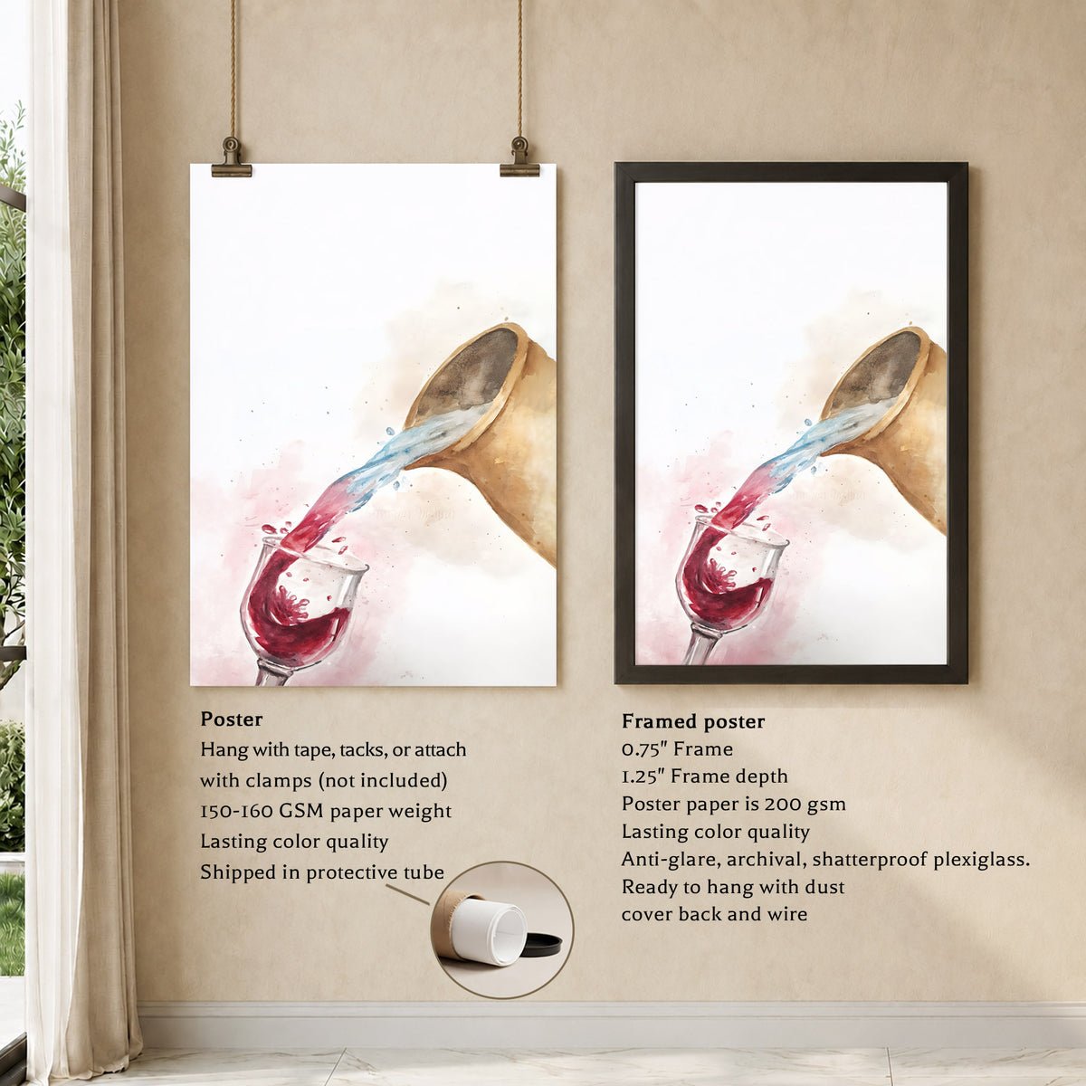 Water & Wine Pouring Christian Art Poster/Canvas