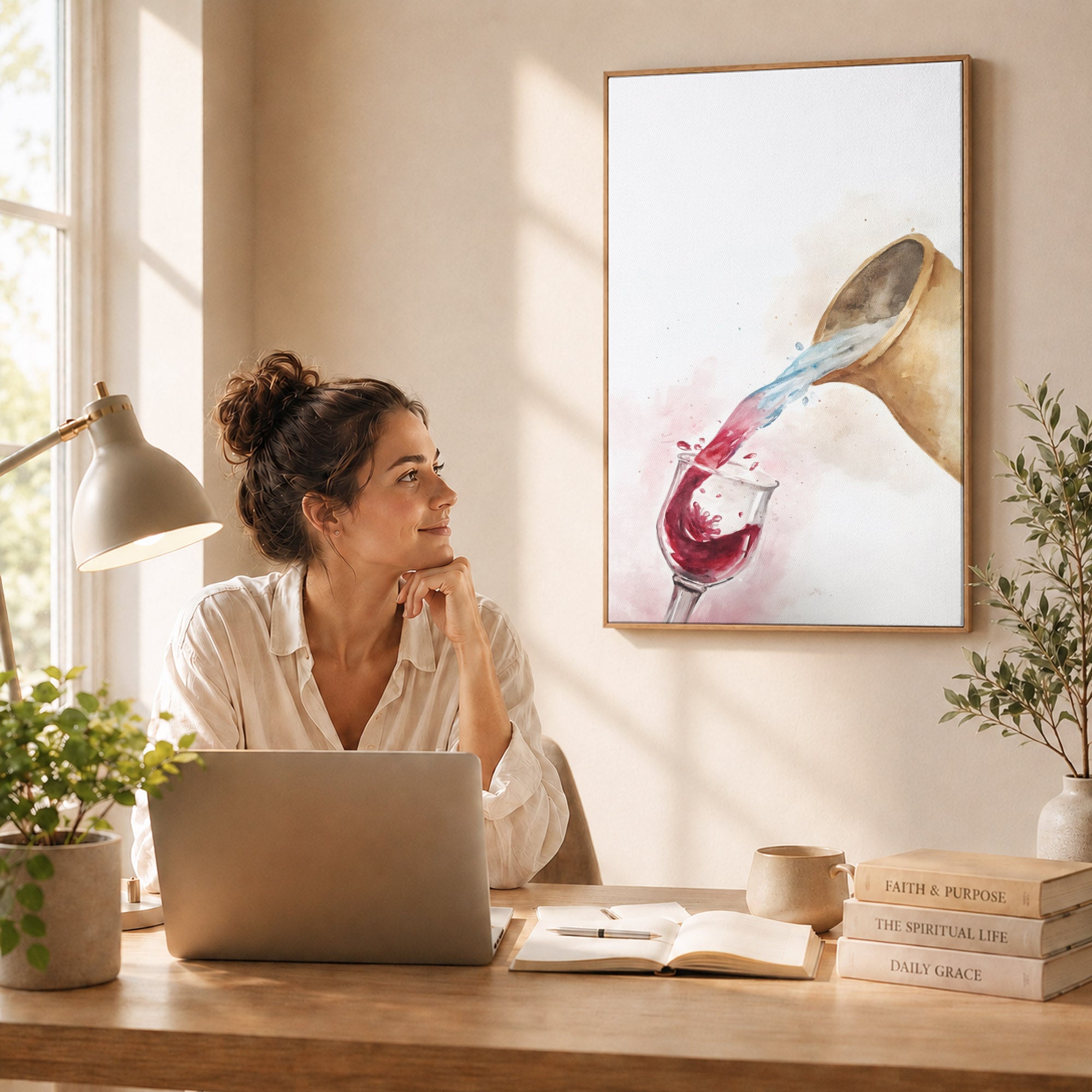 Water & Wine Pouring Christian Art Poster/Canvas