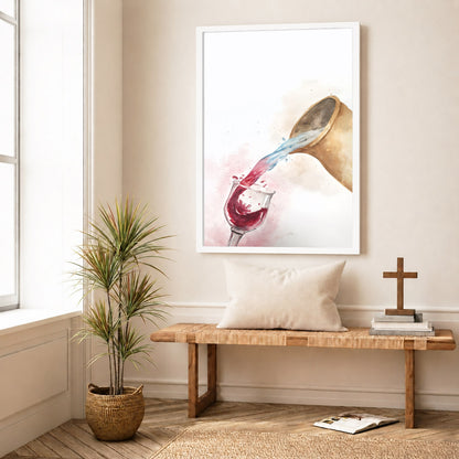 Water & Wine Pouring Christian Art Poster/Canvas