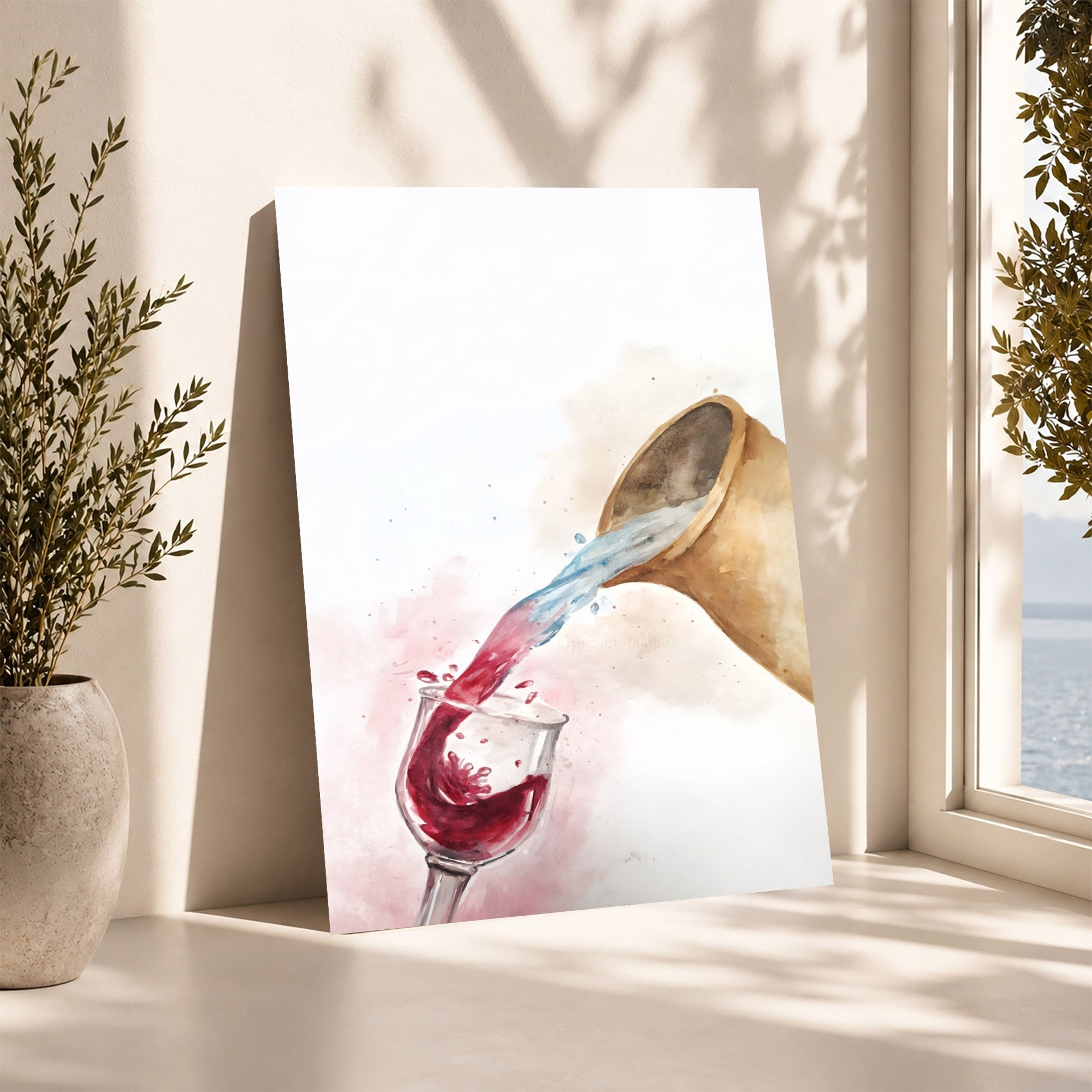 Water & Wine Pouring Christian Art Poster/Canvas