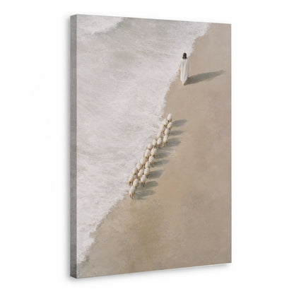 Jesus Walking with His Sheep Poster/Canvas
