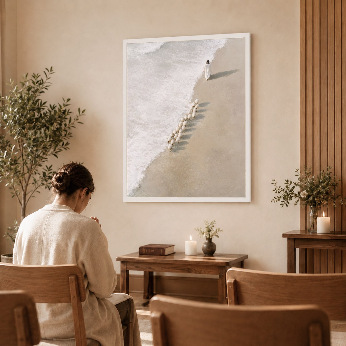 Jesus Walking with His Sheep Poster/Canvas