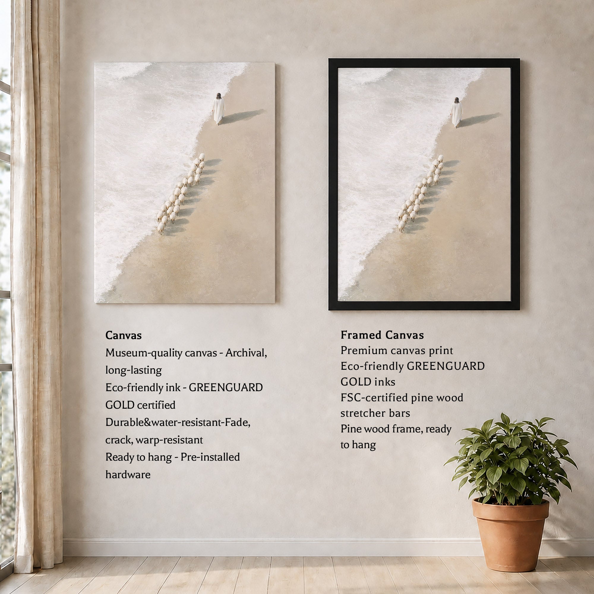 Jesus Walking with His Sheep Poster/Canvas