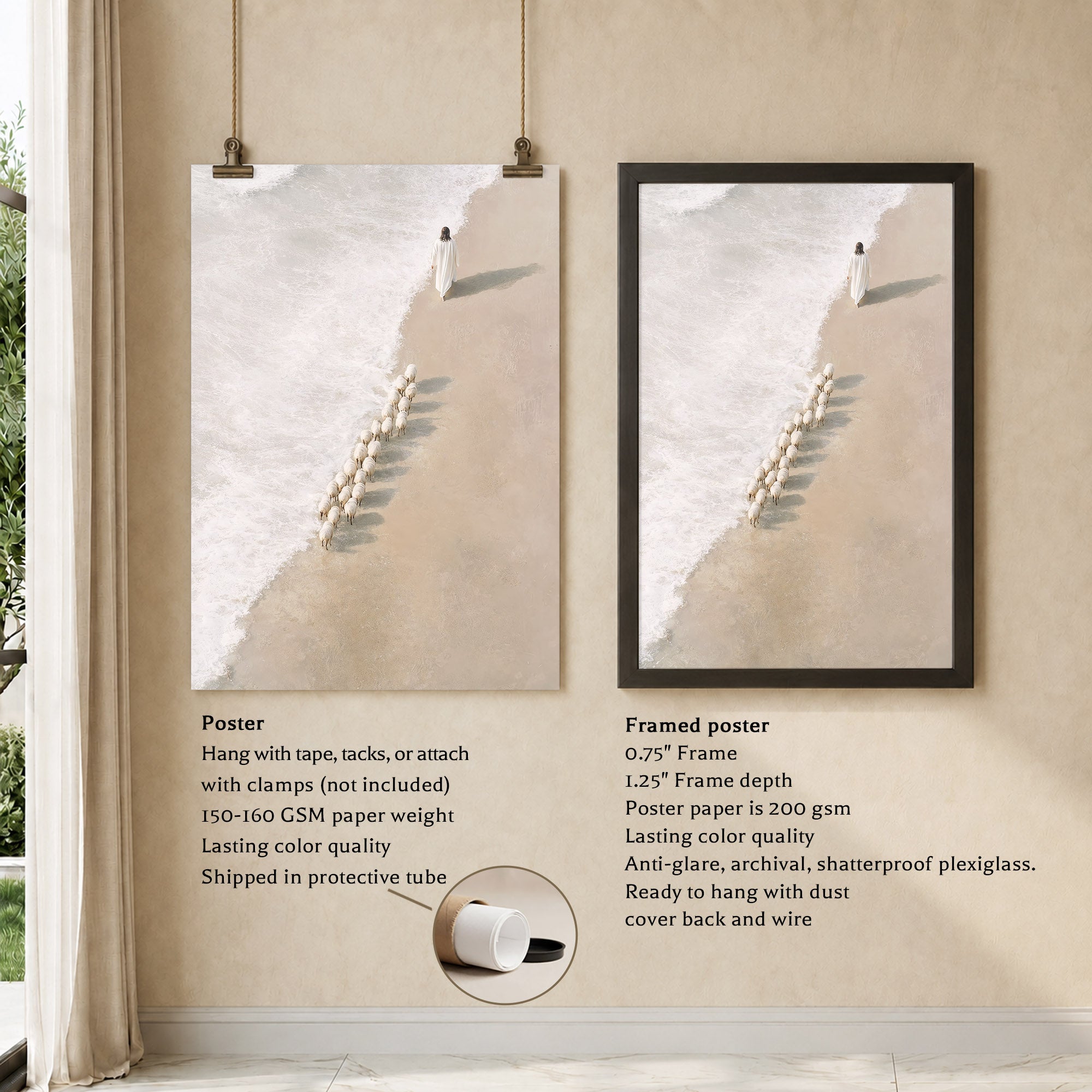Jesus Walking with His Sheep Poster/Canvas